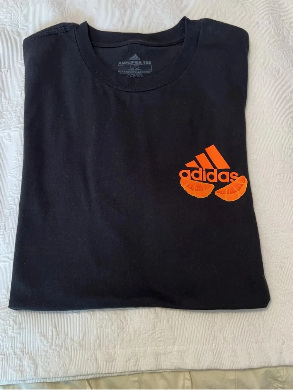 Adidas Originals Orange Amplifier Product Miami Black Cotton T Shirt Sz L